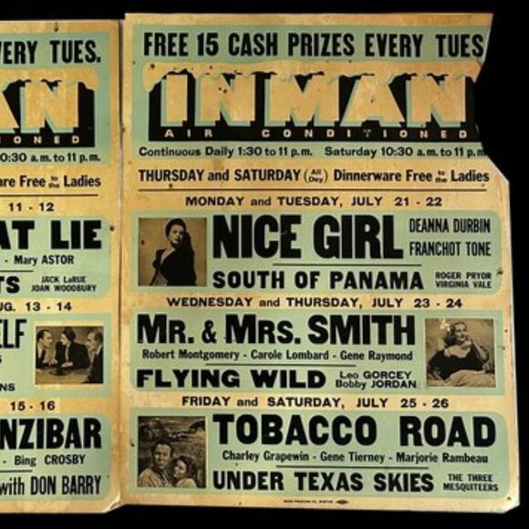 5 Vintage Inman Theatre Movie Placards 1940s Film Advertising Posters - Picture 2 of 10